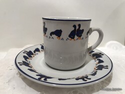 KÁVÉS SZETT - SANDRA RICH  " NYAKKENDŐS LIBÁK " KOLLEKCIÓ - PORCELÁN