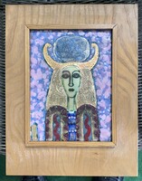 Fajka János : Edit, tűzzománc kép. 24X31 cm