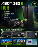 Xbox 360 S Slim RGH 500GB, 1 vezeték nélküli kontrollerrel és táppal, hibátlan