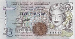 5 font pound pounds 1996 D.P. Trestain Guernsey Erzsébet királynő