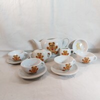 Retro macis mini porcelán teáskészlet / babakészlet – Maci mintás játék edények