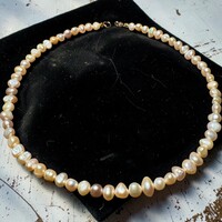 Pink Cultured Pearl Necklace, Pearl Chain with Gold-Plated Clasp