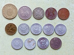 Magyarország 14 db Különböző Érme 1 2 5 20 100 Forint 1967-1995