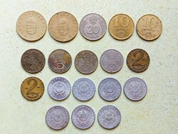 Magyarország 18 db Különböző Érme 1 2 5 10 20 100 Forint 1968-1995