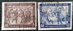 ND198-9p / NDK 1948  Lipcsei Őszi Vásár bélyegsor pecsételt