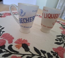 Becherovka porcelán likőrös pohár pár (Karlovy Vary) retro csehszlovák