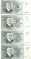 4 x 10 márka markkaa 1963 Litt A Finnország Különböző aláírások