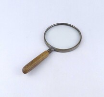 2B260 Antik réz keretes fa nyelű nagyító 19.5 cm