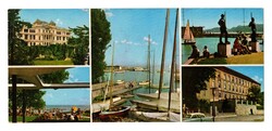 BALATON - MOZAIK - NAGY alakú képeslap,1976., hajó, vitorlás, strand, üdvözlőlap
