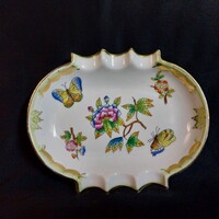 Herendi porcelán Viktória (VBO) mintás ovális hamutál / kistálka – Hibátlan