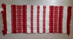 Új! Antik hevesi népi szőttes asztali futó eredeti papírcímkével – 40x90 cm