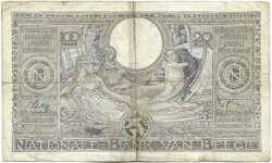 100 frank francs 20 belga belgas 1938.10.01. Belgium