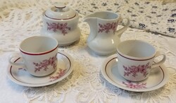 Hollóháza porcelán csészék cukortartóval és kiöntővel