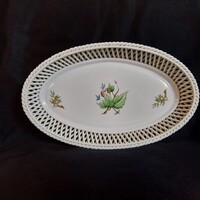 Nagy Herendi Csipkebogyó (Hecsedli) áttört porcelán kínálótál – 26,5 cm, hibátlan