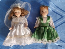Ritka Orosz Miniatűr porcelanbaba pár ( 12 cm ) Gyűjtői darabok