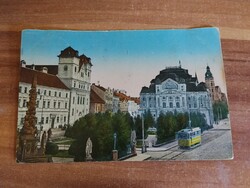 Szlovákia, Kassa, Jezsuita templom és színház, villamos, 1930-ból