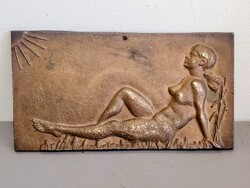 Art Deco Bronz domborműves falikép (plakett ALKUDHATÓ