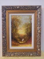 Jakubik István: Erdőben (20x30 cm, olaj)