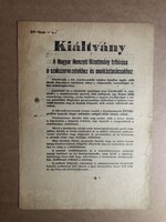 Kiáltvány – A Magyar Nemzeti Bizottmány felhívása a szakszervezetekhez ... 1956 -os röplap