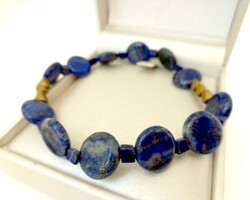 Lapis lazuli ( lápisz ) és pirit karkötő