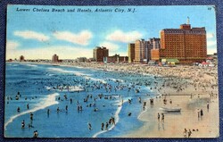 New Jersey , Atlantic (USA) - Lower Chelsea Beach & Hotels Atlantic, óceánpart - retró képeslap 1962