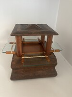 Ritka századfordulós mechanikus titokdoboz – automatikusan záródó üvegrekeszekkel | 1890–1910 körül