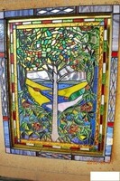 MÚZEUMI RANGÚ FŐMŰ! Id. Peák István: 36. Életfa – Több ezer darabos, 3D Tiffany falikép (56.5x74 cm)