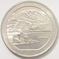 USA,quarter dollar 2014 P - Great Sand Dunes aUNC+ nikkel