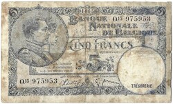 5 frank francs 1938.04.04. Belgium