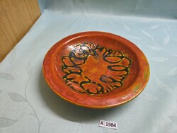 A1984 Tófej iparművészeti mély falitányér 26 cm a képeken látható állapotban