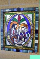 Id. Peák István: 48. Szent Család – Eredeti 3D Tiffany falikép (55x45 cm) - Hagyatékból