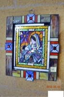 AKCIÓ! Id. Peák István: 46. Mária – Eredeti 3D Tiffany falikép (36x43.5 cm) - Hagyatékból