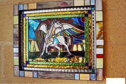 69. Id. Peák István: Pegazus – Eredeti 3D Tiffany falikép (53.5x45 cm)