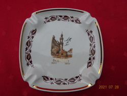 Hollóházi porcelain ashtray with Sopron view, size: 17 x 17 x 2.5 cm. Vanneki!