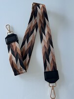 Crossbody táska pánt geometrikus mintával a barna árnyalataival, 130 cm-re hosszabbítható