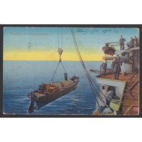 Ausztria,Gőzbárka vízre bocsátása Oszták-Magyar hadihajóról 1912