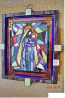 AKCIÓ! Id. Peák István: 47. Mária – Eredeti 3D Tiffany falikép (40x48.5 cm) - Hagyatékból