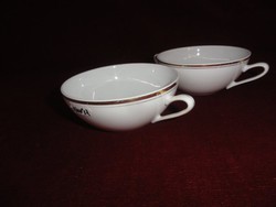 MZ Csehszlovák porcelán leveses csésze, hófehér alapon arany szegélyes.  2 db  egyben eladóVanneki!
