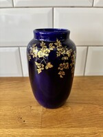 Ritka Hollóházi Szakmáry kobaltkék porcelán váza - 16 cm