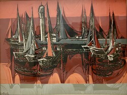 Xantus Gyula (1919-1993): Alkony a mólón 60x80cm KÉPCSARNOK