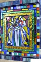 AKCIÓ! Id. Peák István: 49. Mária – Eredeti 3D Tiffany falikép (36x40.5 cm) - Hagyatékból