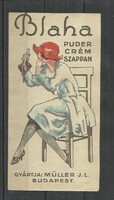 1920.- 1 db számolócédula -Blaha - Puder - Crém - Szappan