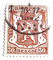 1940  Belgium címere használati bélyeg 10 centimes-es fekete felülnyomással a 30 centimes-es alapon