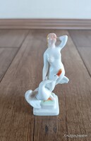 Régi Herendi porcelán akt Léda hattyúval
