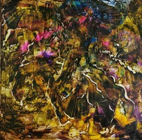 Baján Ildikó painting 80 x 80 cm. Ancient vision.