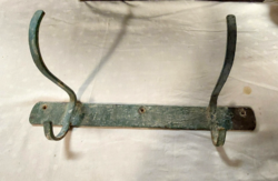 Antik vintage rusztikus,ipari loft vas fali fogas jellegzetes verdigris,zöldes patinás szin