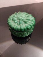 Art Deco cseh malachitüveg bonboniere – Schlevogt „Chrysanthemum” modell