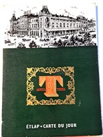 Hotel Tisza Étlapja borítóval Szegedről a 70-es évekből