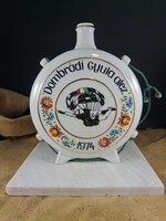 Rare Hungarian Dombrádi Gyula Lieutenant Colonel (Paratrooper) Hollóházi Ceramic Flask