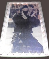 1980-as évek céllövöldés 3 pálcás trafikáru zsebtükör SHO KOSHUGI - NINJA fotóval HIBÁTLAN